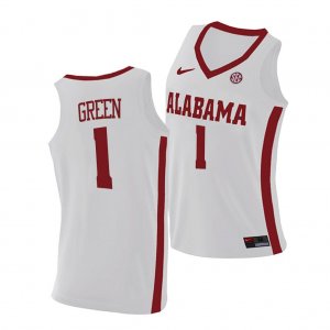 Men's Alabama Crimson Tide #1 JaMychal Green White Replica NCAA College Basketball Jersey 2403NHXY7